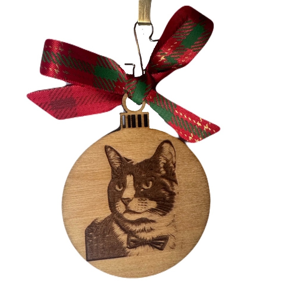 Tuxedo Cat Holiday Ornament